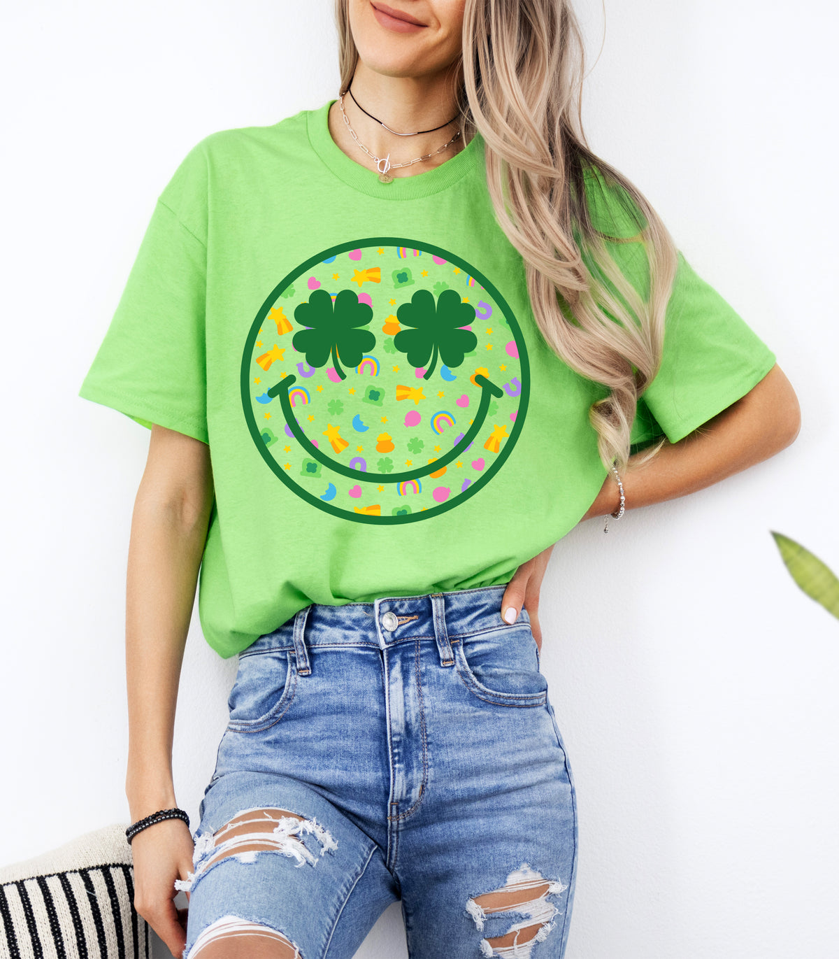 Lucky Charm Smiley Tee - Lime