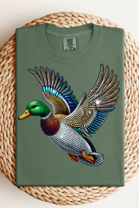 Mallard Duck Faux Rhinestones Comfort Color Tee