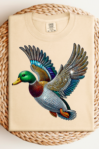 Mallard Duck Faux Rhinestones Comfort Color Tee