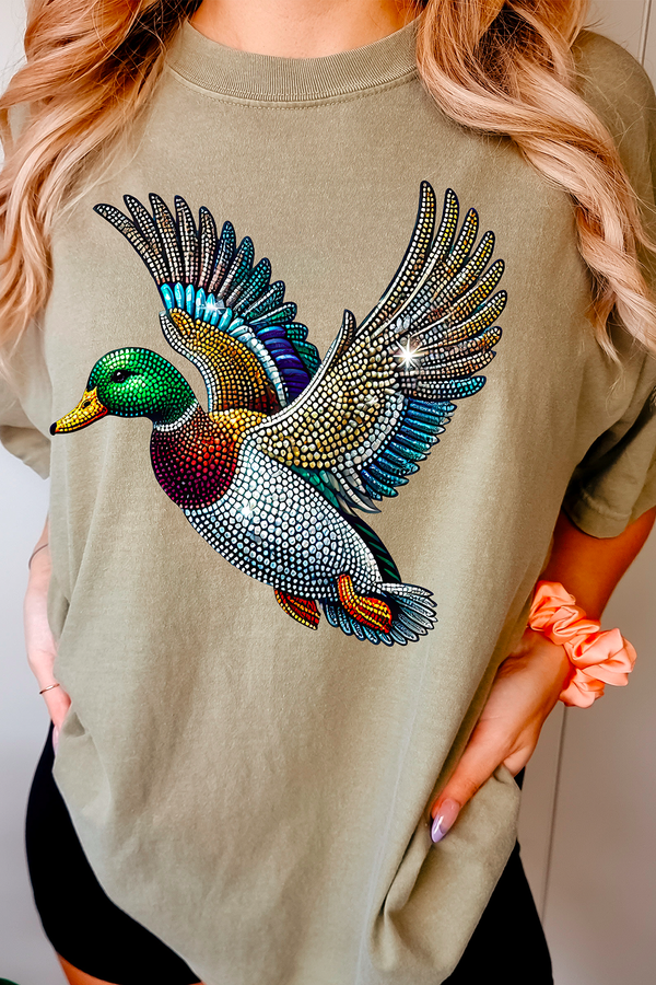 Mallard Duck Faux Rhinestones Comfort Color Tee