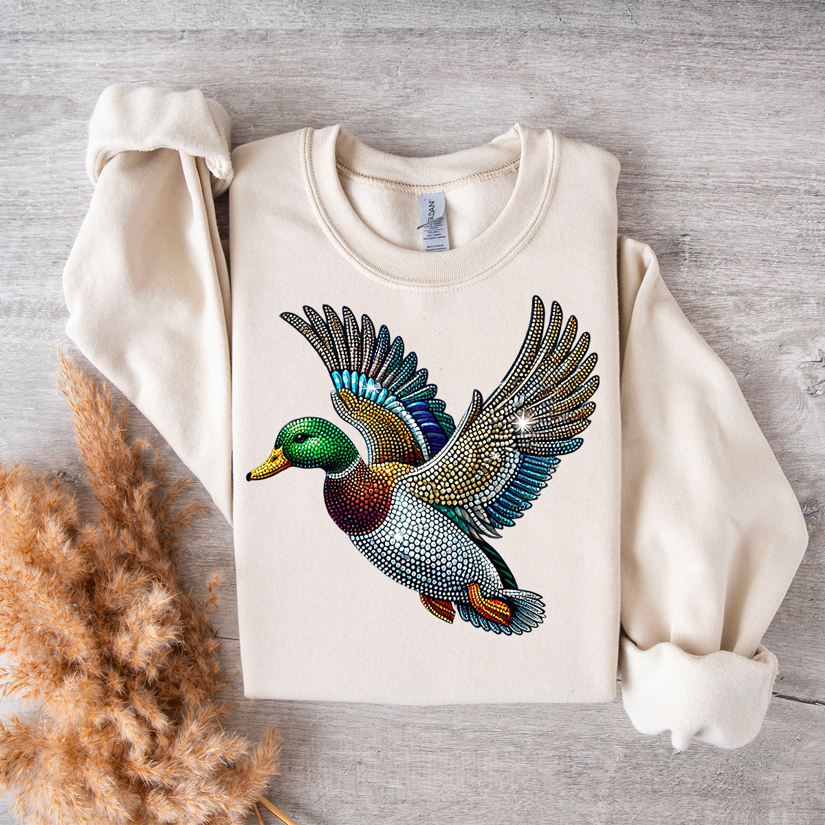 Mallard Duck Faux Rhinestones Sweatshirt