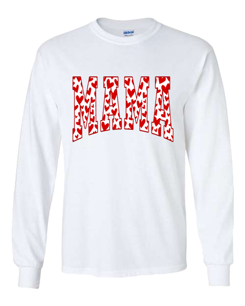 Mama Red Hearts Tee - White