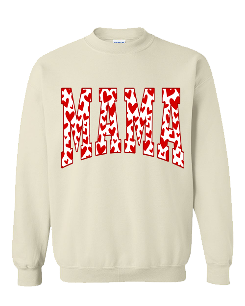 Mama Red Hearts Tee - Sand