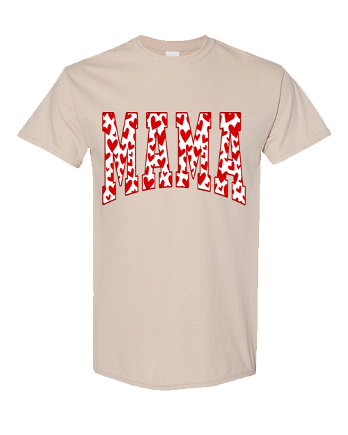 Mama Red Hearts Tee - Sand