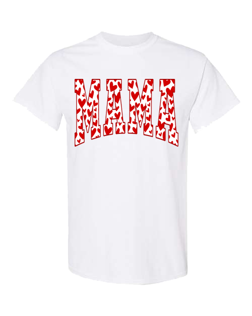 Mama Red Hearts Tee - White