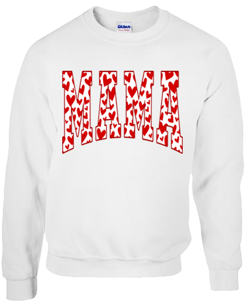 Mama Red Hearts Tee - White