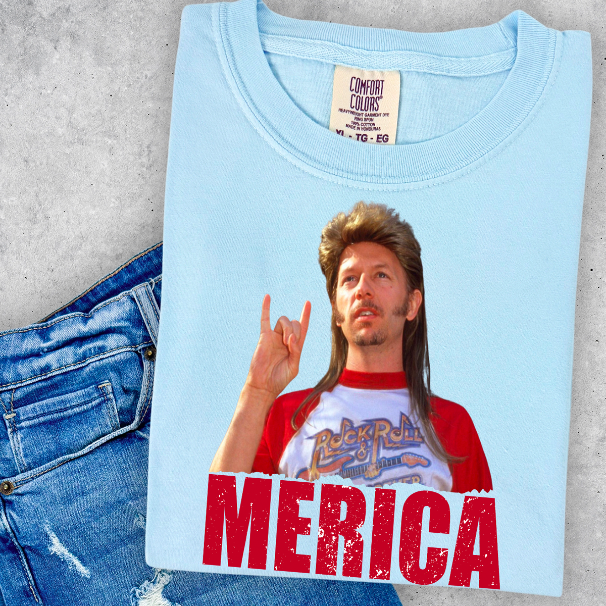 Merica Comfort Color Tee - Chambray