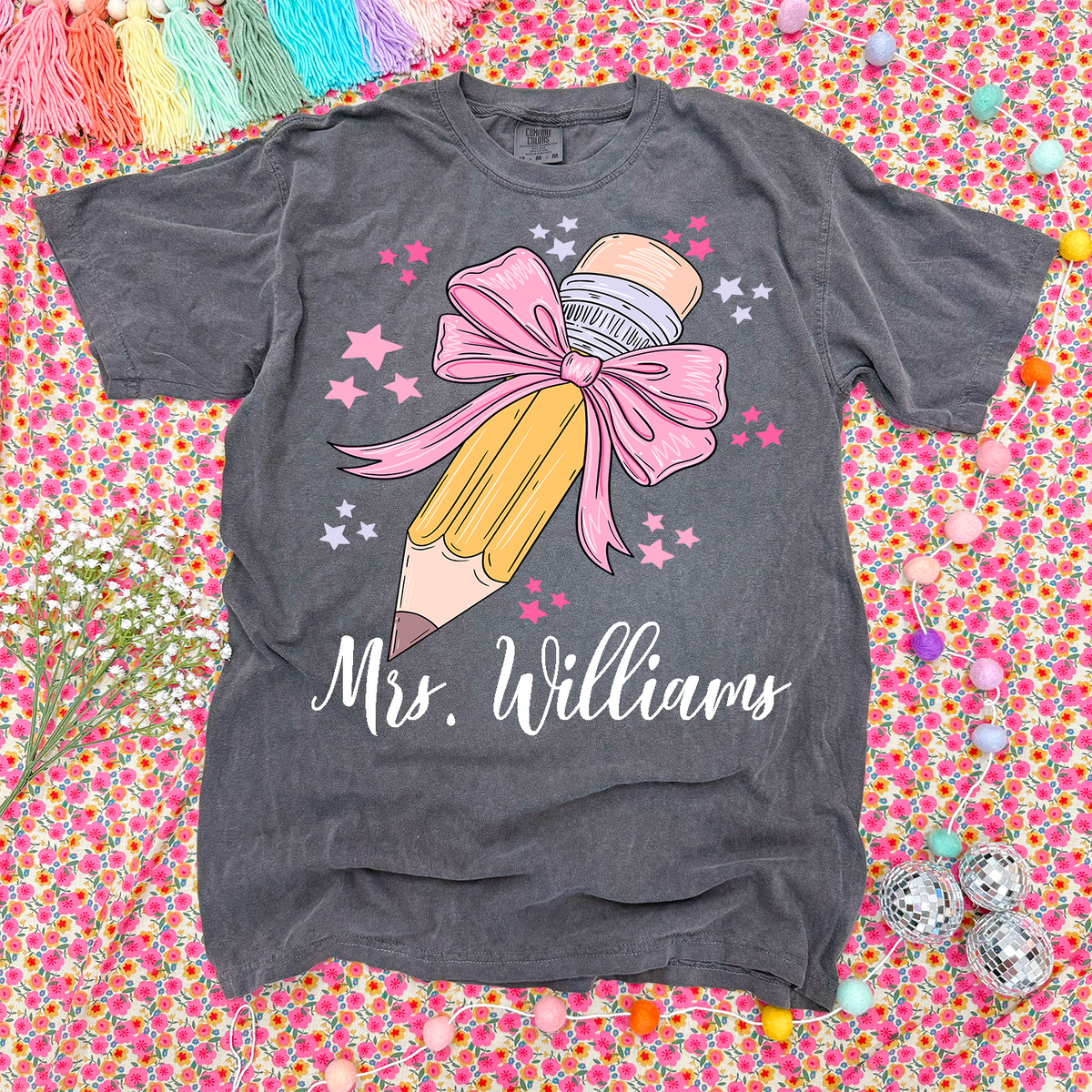 Pencil Personalized Comfort Color Tee - Pepper