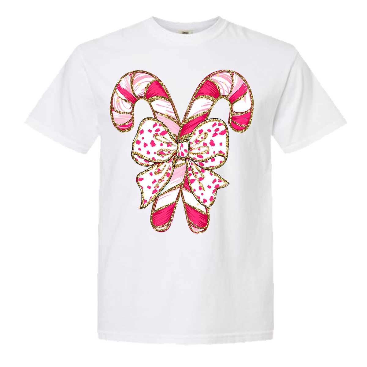 Pink Candy Canes Comfort Color Tee