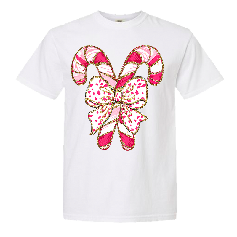 Pink Candy Canes Comfort Color Tee