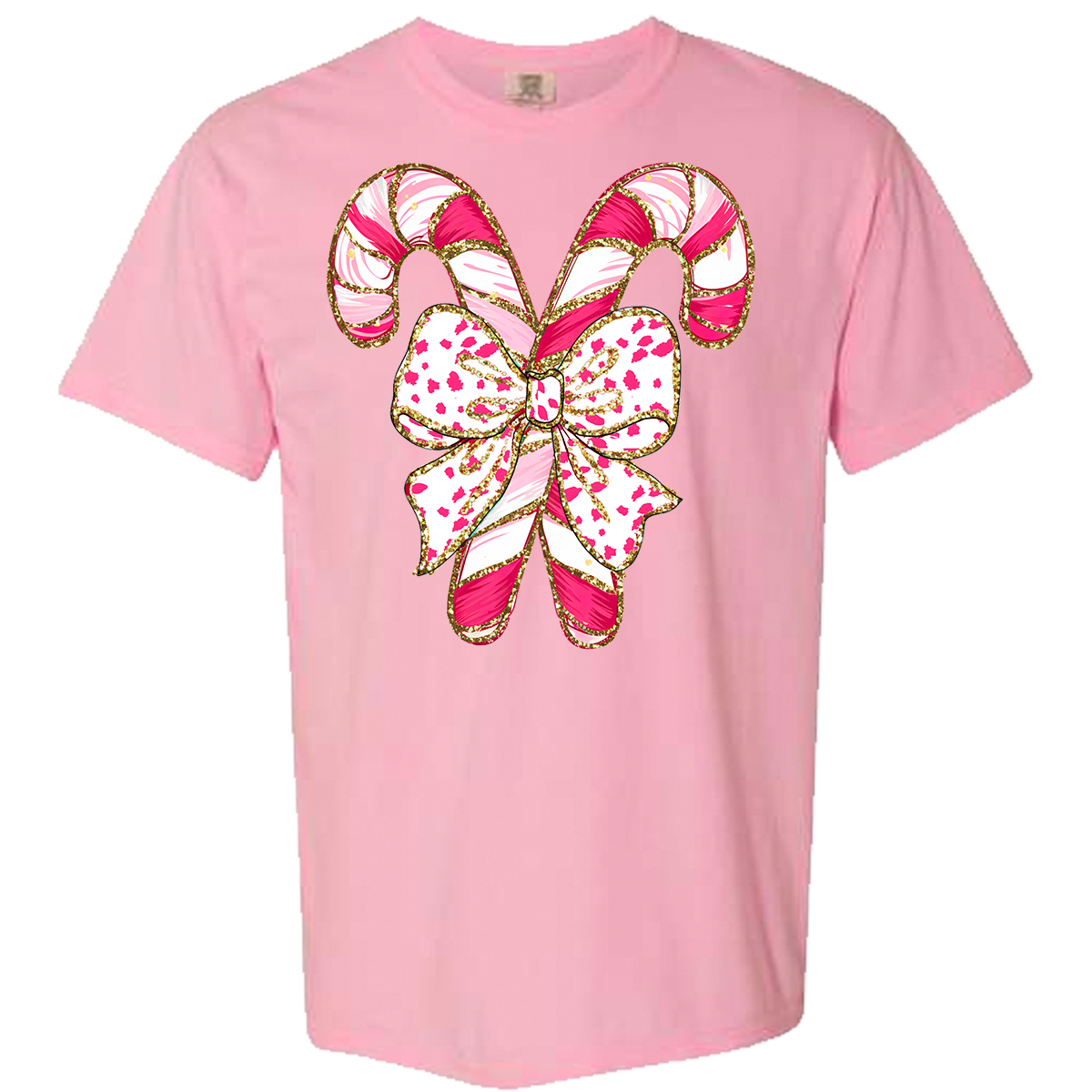 Pink Candy Canes Comfort Color Tee