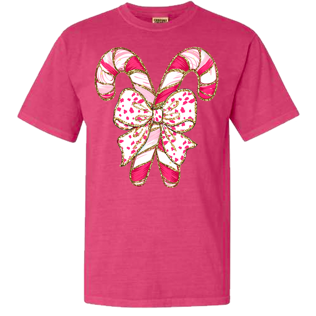 Pink Candy Canes Comfort Color Tee