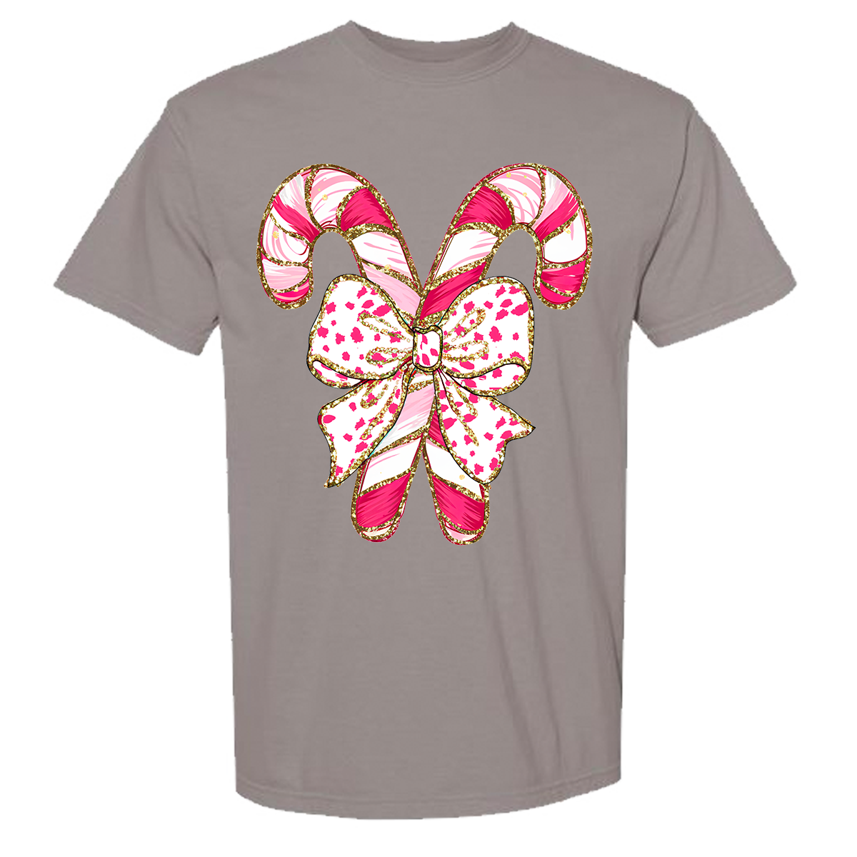 Pink Candy Canes Comfort Color Tee