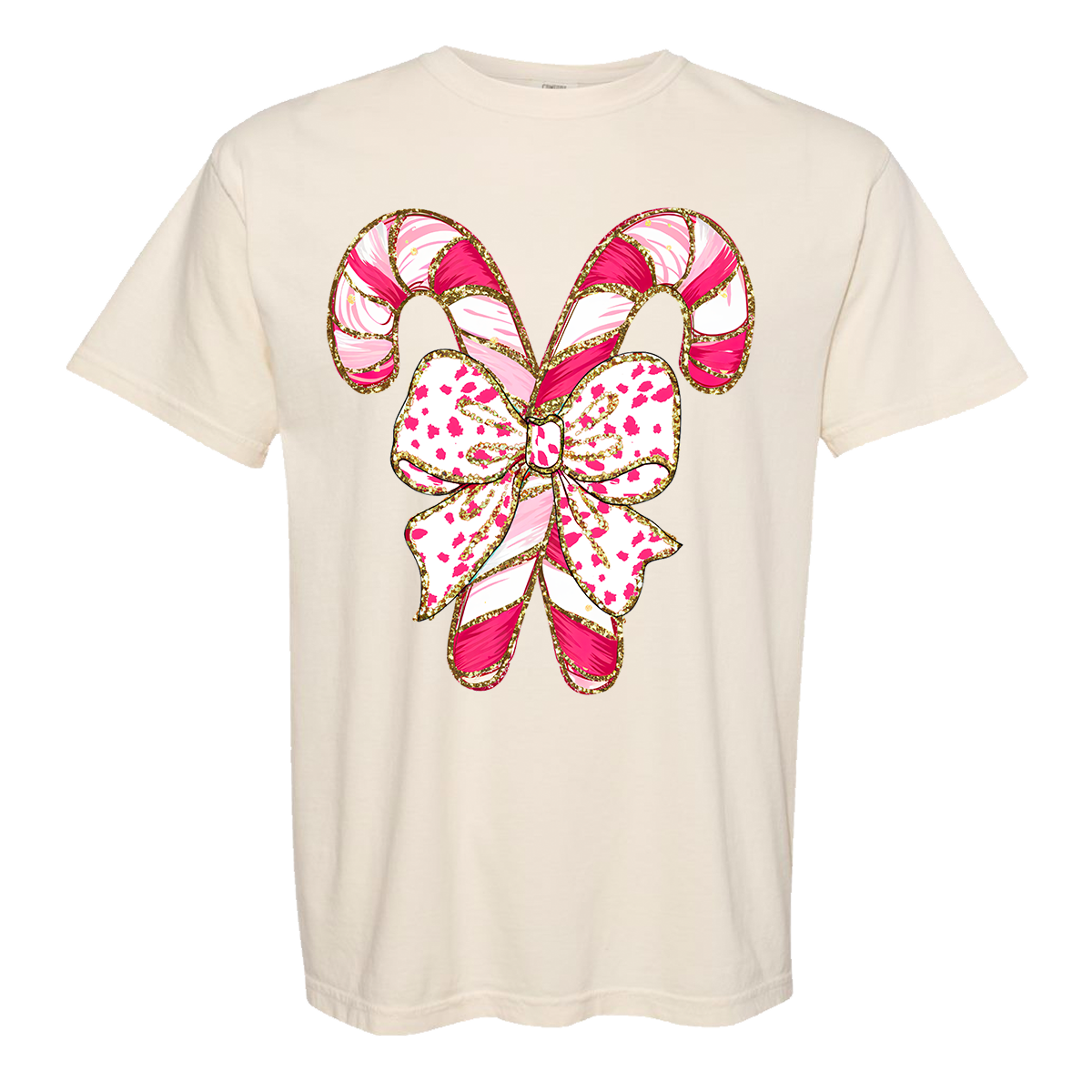 Pink Candy Canes Comfort Color Tee