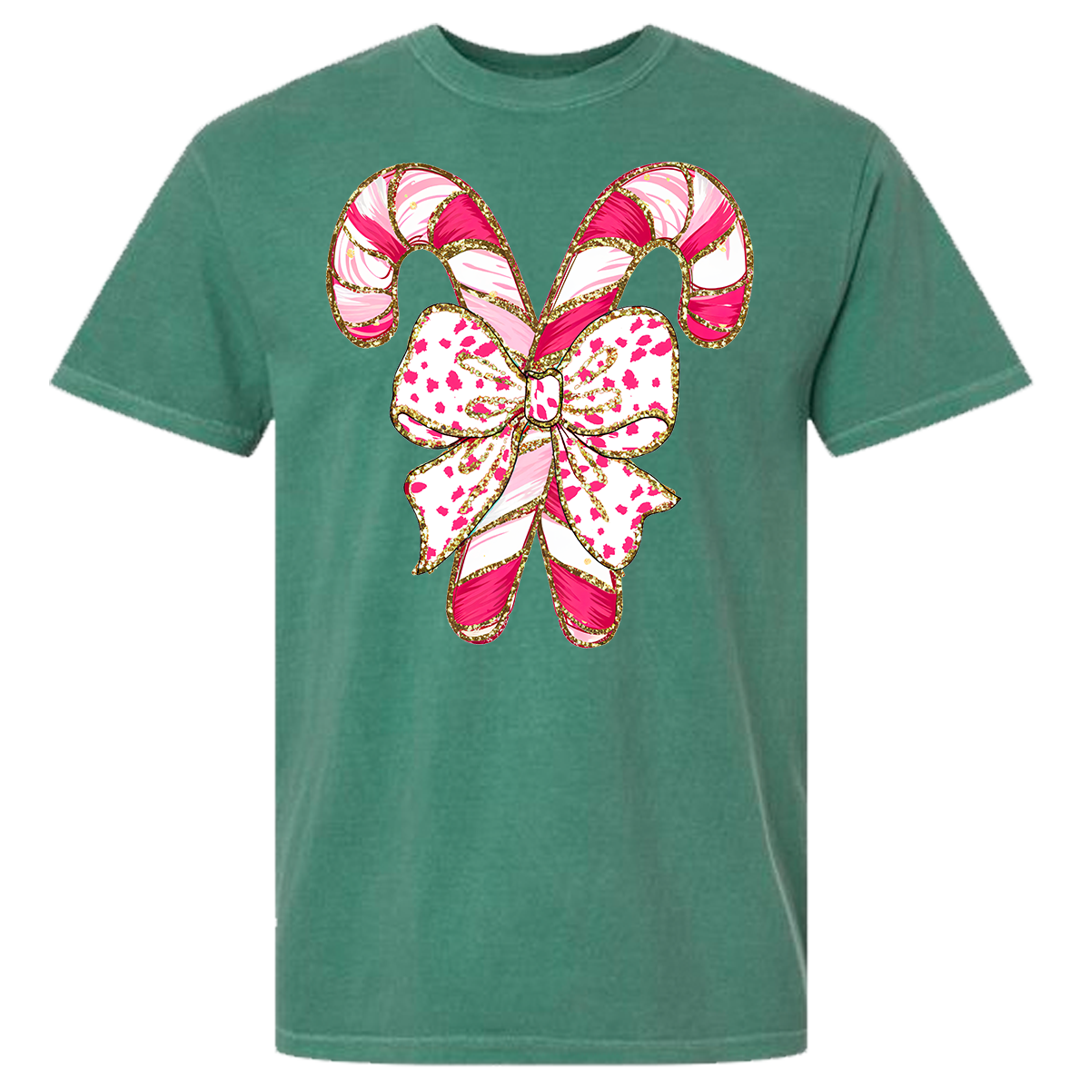 Pink Candy Canes Comfort Color Tee