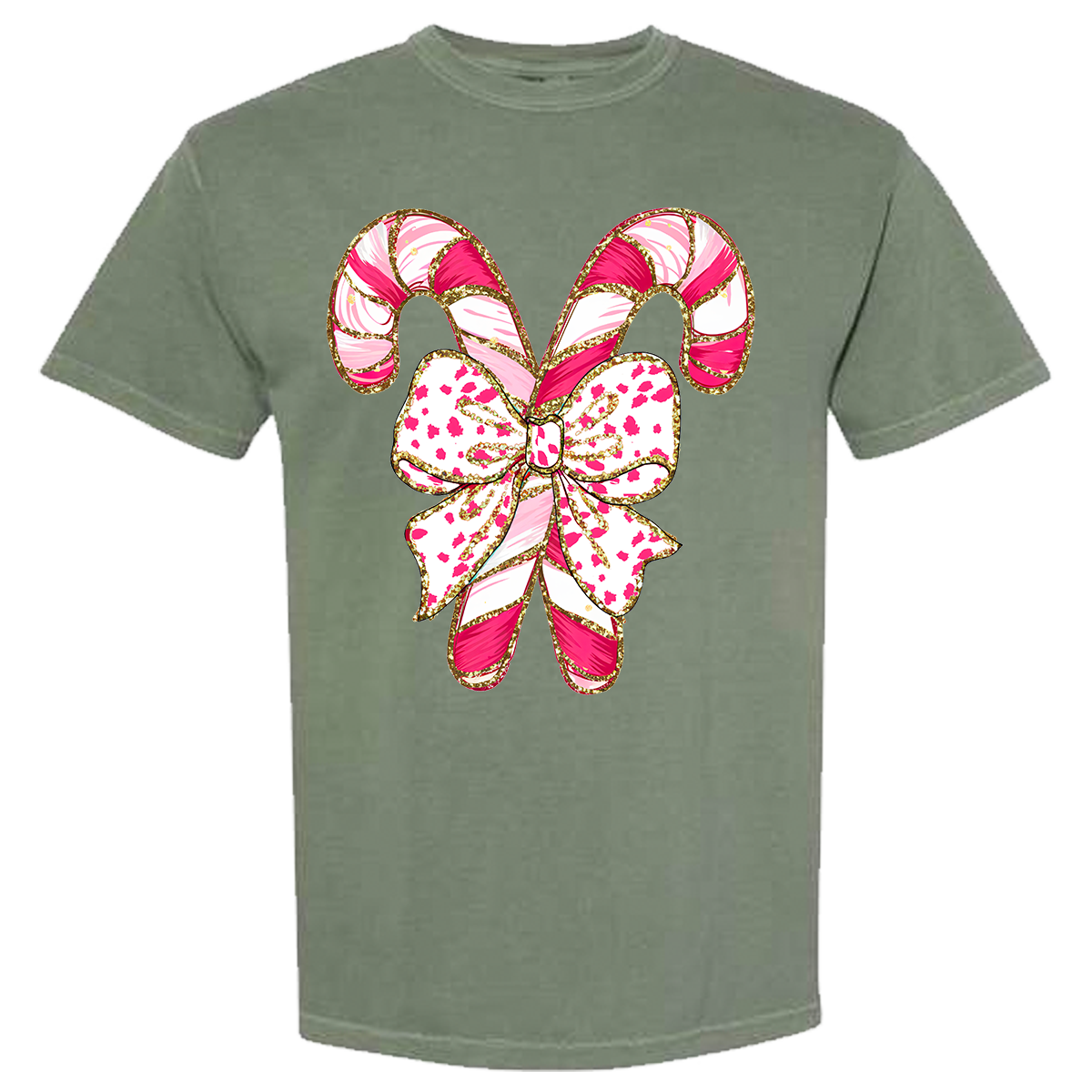 Pink Candy Canes Comfort Color Tee