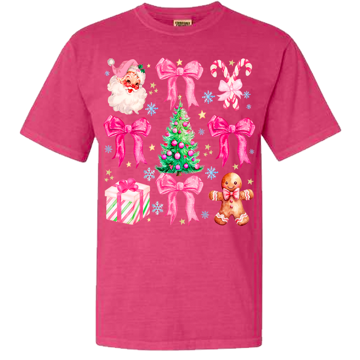 Pink Christmas Comfort Color Tee