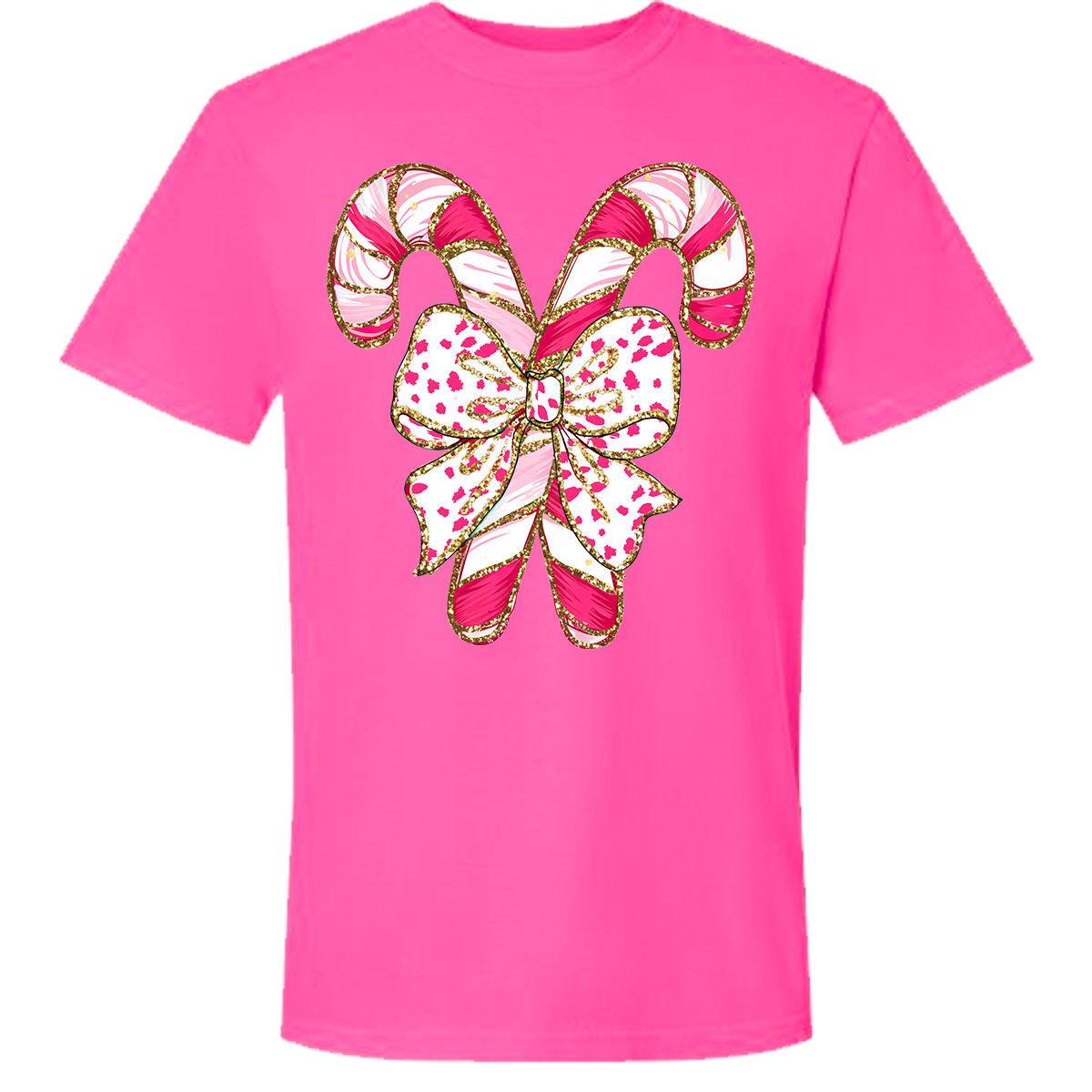 Pink Candy Canes Comfort Color Tee