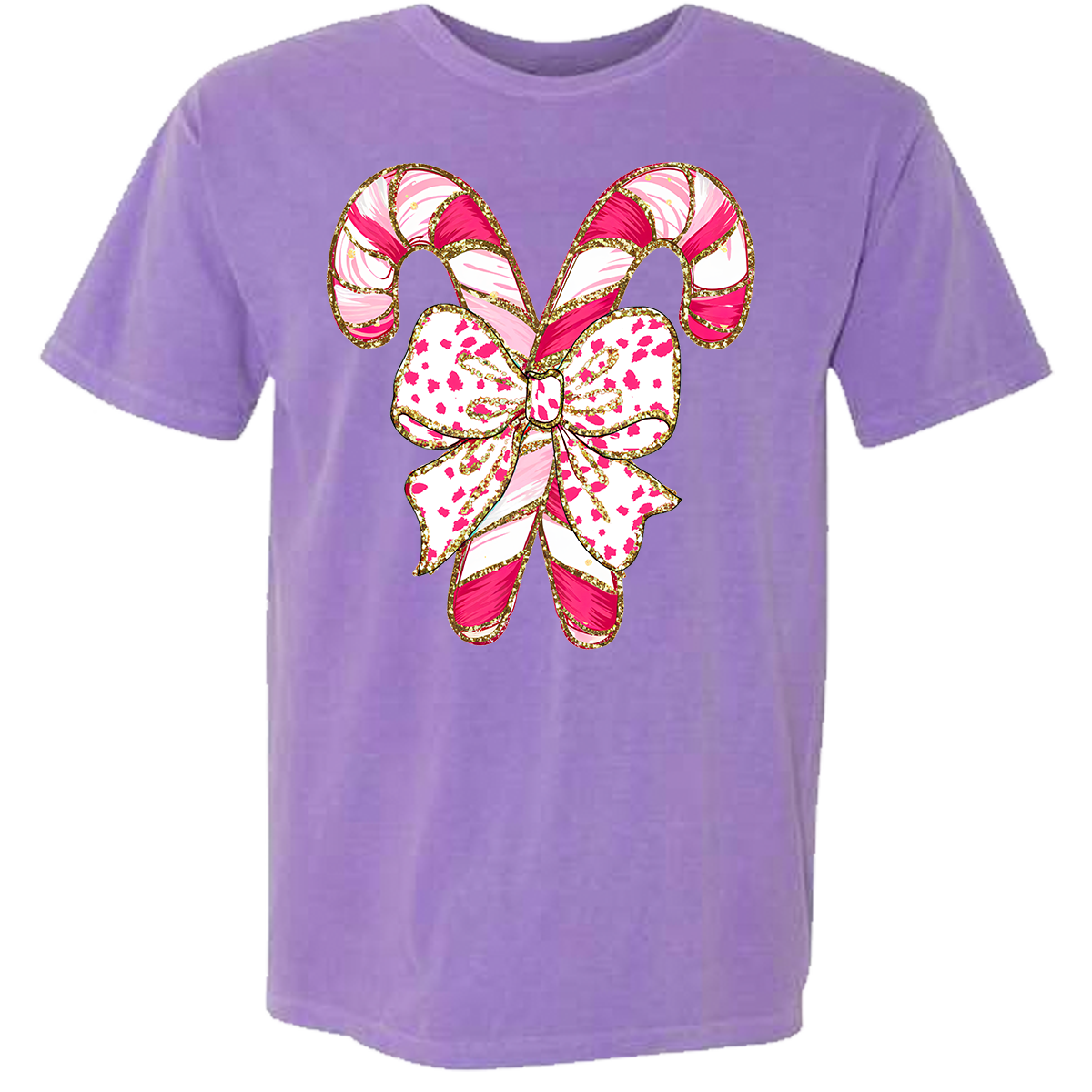 Pink Candy Canes Comfort Color Tee