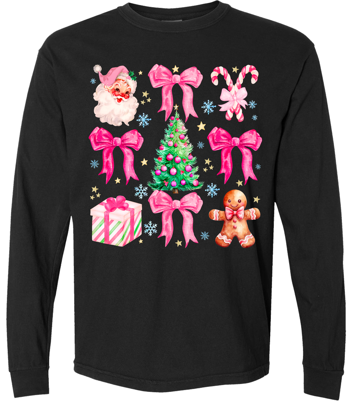 Pink Christmas Comfort Color Tee - Long Sleeve