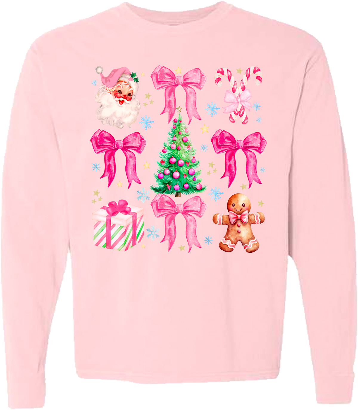 Pink Christmas Comfort Color Tee - Long Sleeve