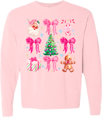 Pink Christmas Comfort Color Tee - Long Sleeve