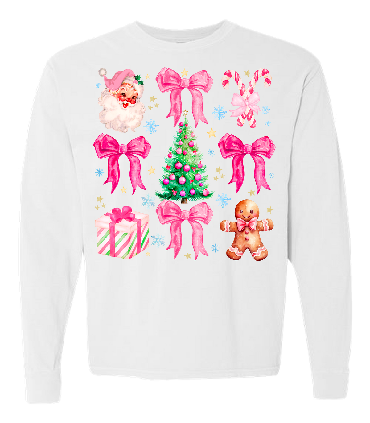 Pink Christmas Comfort Color Tee - Long Sleeve