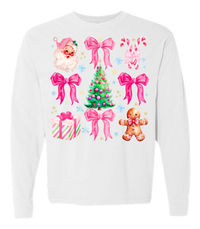 Pink Christmas Comfort Color Tee - Long Sleeve