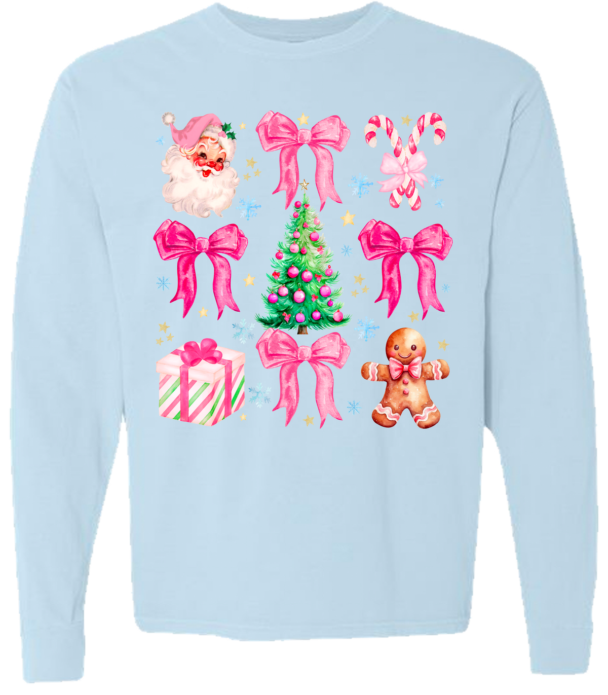 Pink Christmas Comfort Color Tee - Long Sleeve