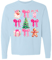 Pink Christmas Comfort Color Tee - Long Sleeve