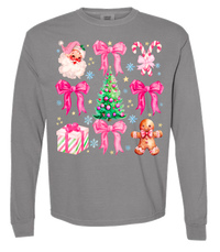 Pink Christmas Comfort Color Tee - Long Sleeve