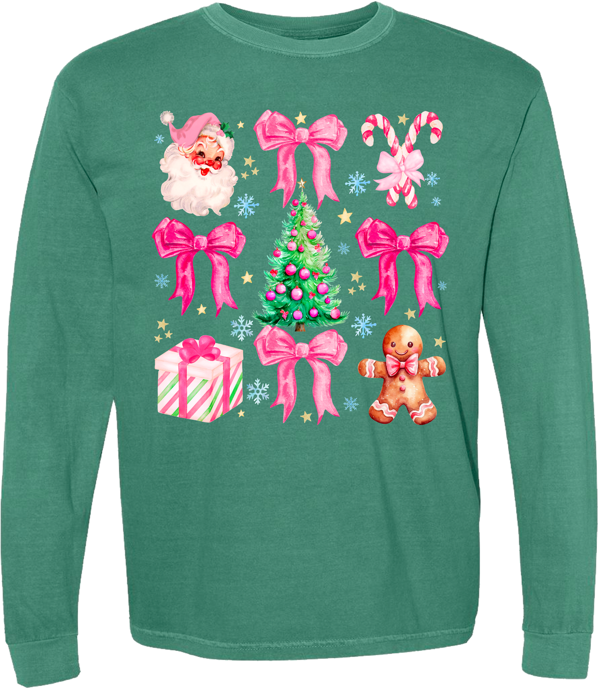 Pink Christmas Comfort Color Tee - Long Sleeve