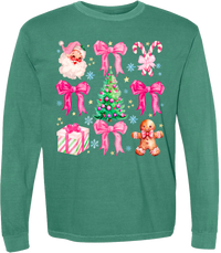 Pink Christmas Comfort Color Tee - Long Sleeve