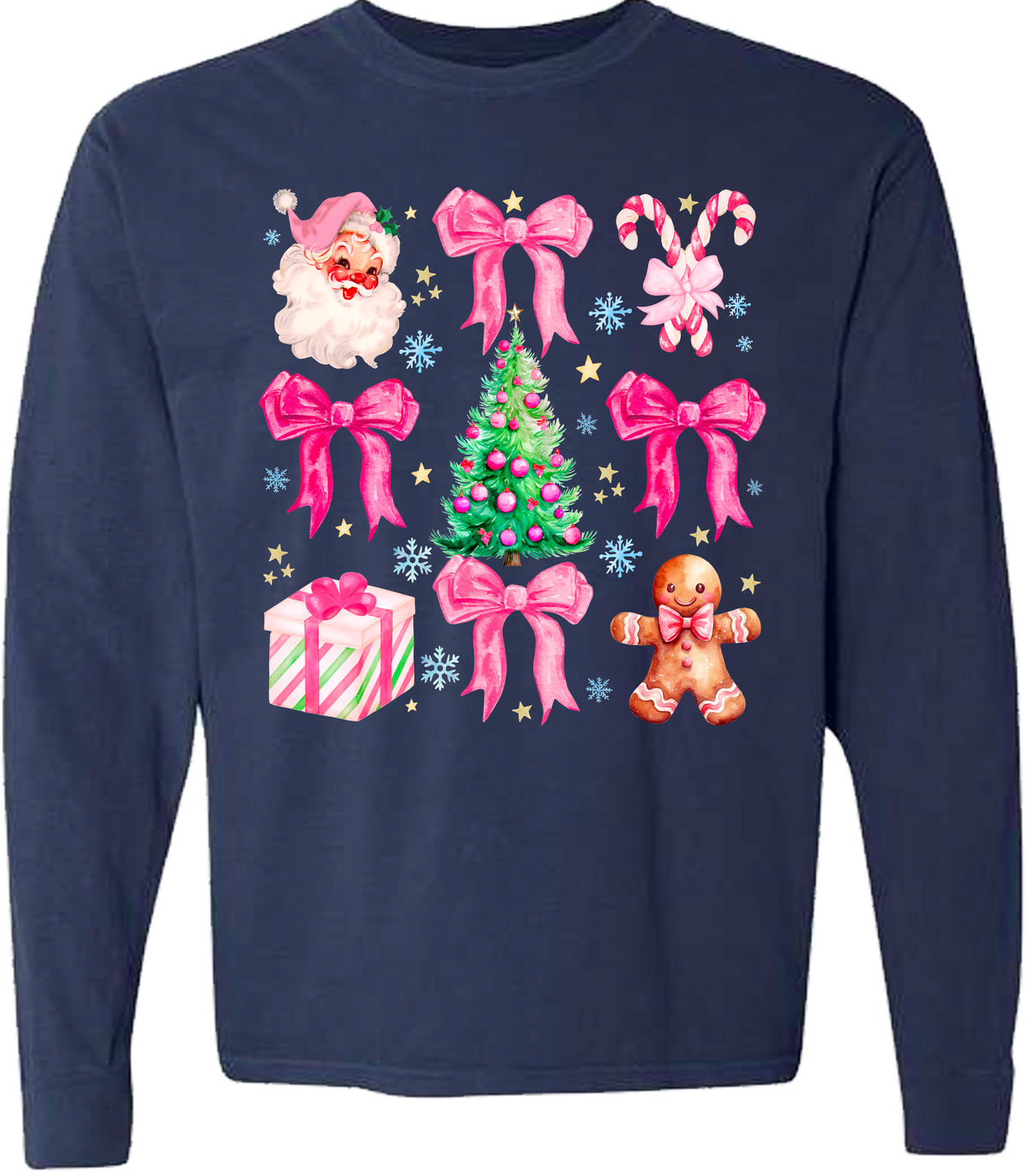 Pink Christmas Comfort Color Tee - Long Sleeve