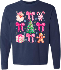 Pink Christmas Comfort Color Tee - Long Sleeve