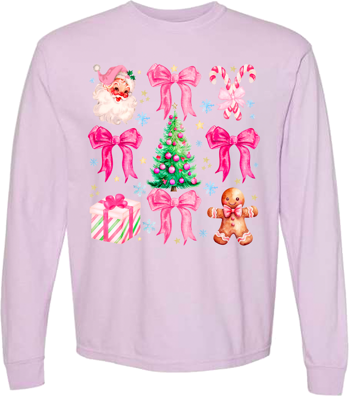 Pink Christmas Comfort Color Tee - Long Sleeve