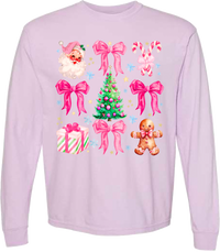 Pink Christmas Comfort Color Tee - Long Sleeve