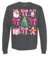 Pink Christmas Comfort Color Tee - Long Sleeve