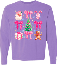 Pink Christmas Comfort Color Tee - Long Sleeve