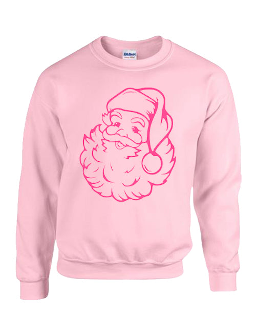 Santa Puff Sweatshirt - Light Pink / Neon Pink Design