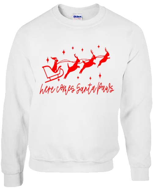 Here Comes Santa Paws Tee - White