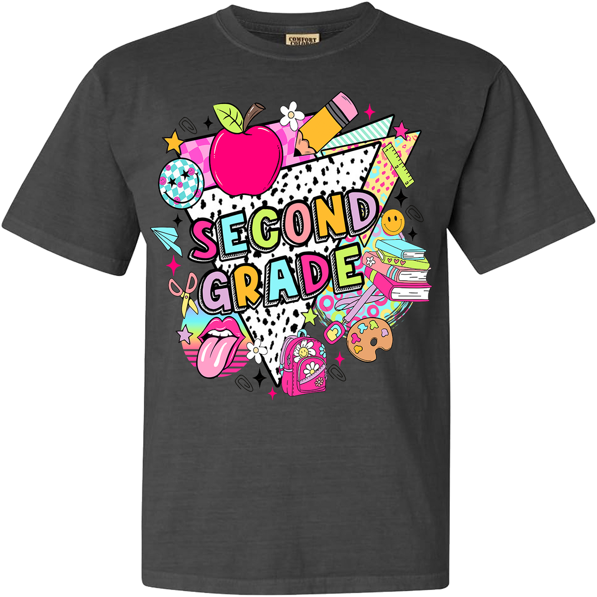 Second Grade Retro Comfort Color Tee - Pepper