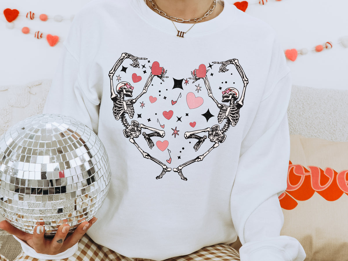 Skeleton Heart Sweatshirt - White