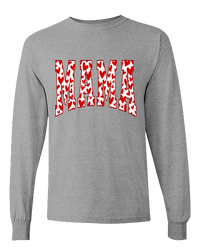 Mama Red Hearts Tee - Sport Grey