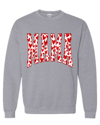 Mama Red Hearts Tee - Sport Grey