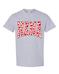 Mama Red Hearts Tee - Sport Grey