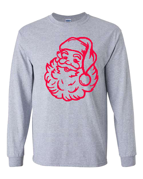 Santa Puff Tee - Sport Grey / Red Design