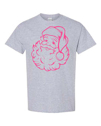 Santa Puff Tee - Sport Grey / Pink Design