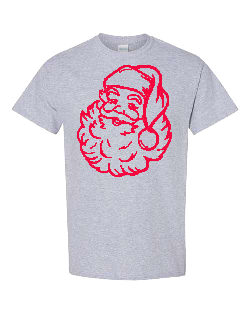 Santa Puff Tee - Sport Grey / Red Design