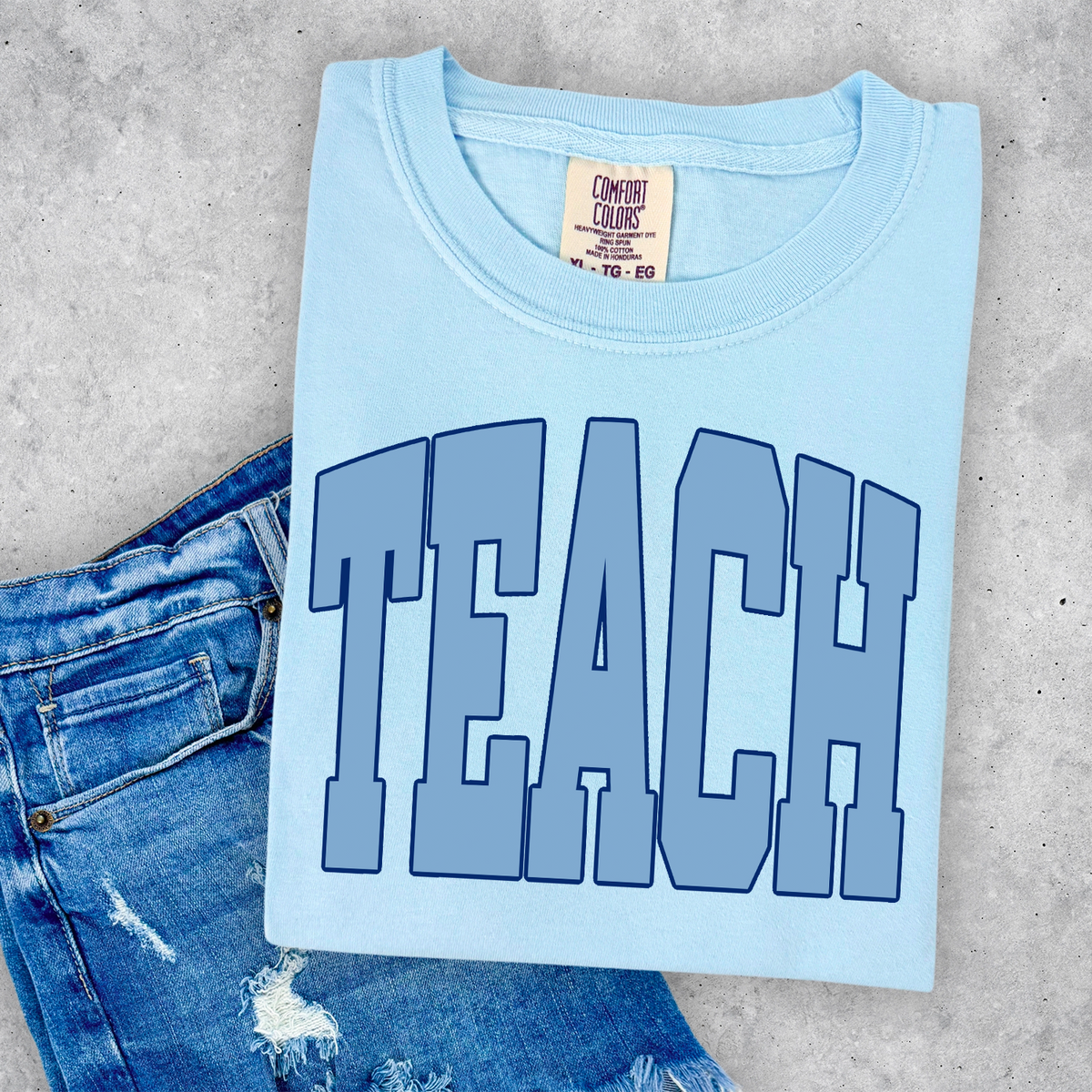 Teach Comfort Color Tee - Chambray / Blue